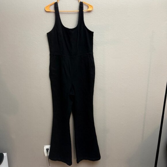 Madewell Woman's NWT Black Denim Flare Leg Jumpsuit Sz 14 Fall - Picture 1 of 7